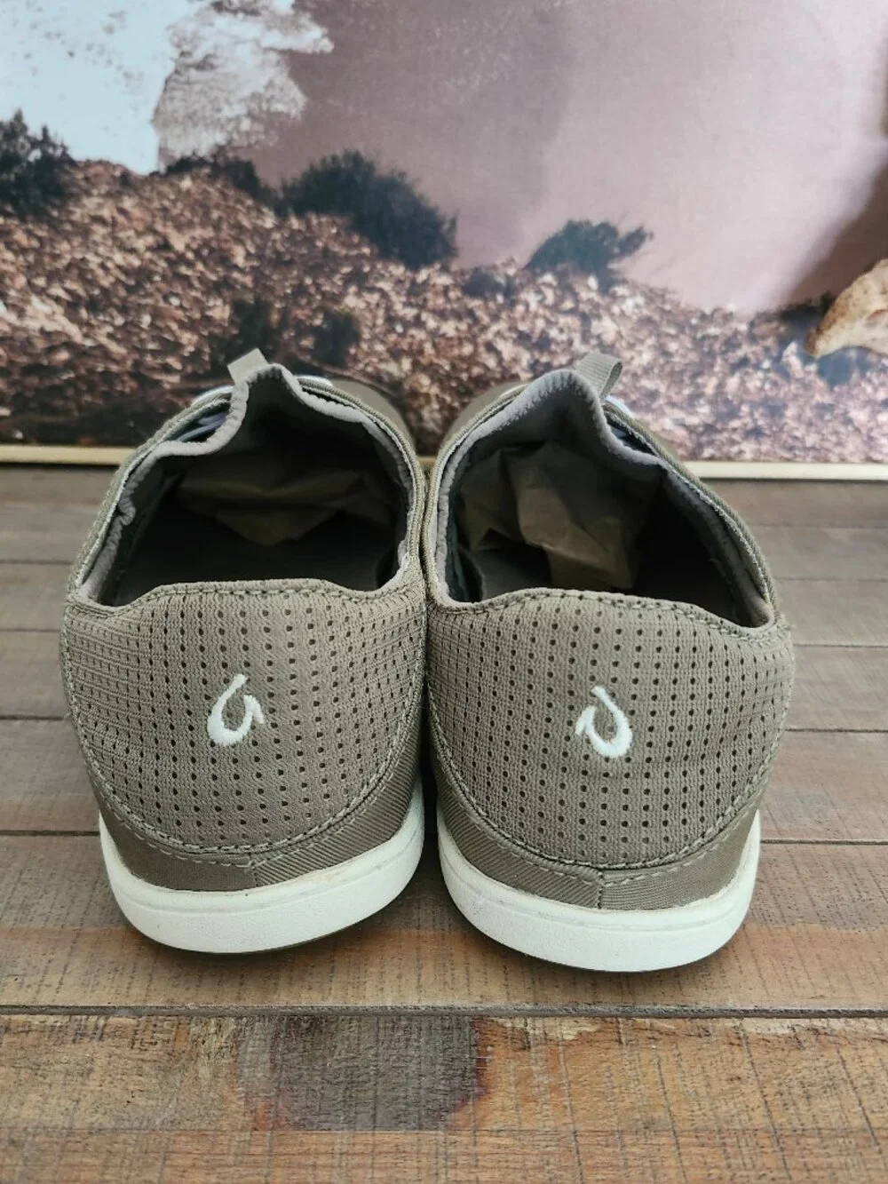 OLUKAI Nohea Moku No Tie Slip On Boat Land/Water Shoes Clay/Tapa 9.5
